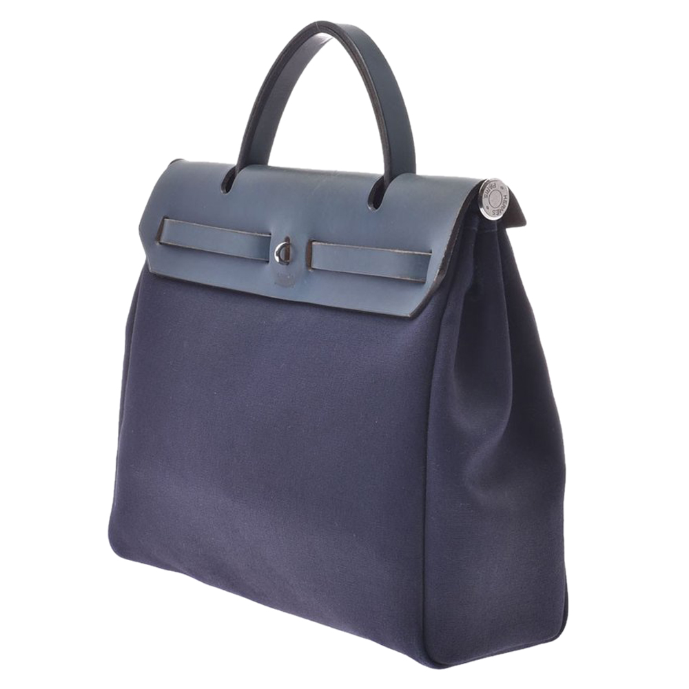 

Hermes Navy Blue Toile And Leather Herbag PM