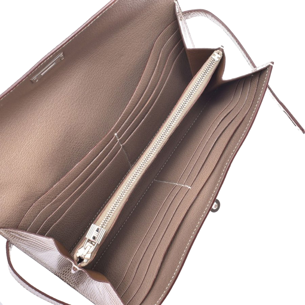 

Hermes Grey Lizard Fissel Palladium Hardware Kelly Wallet
