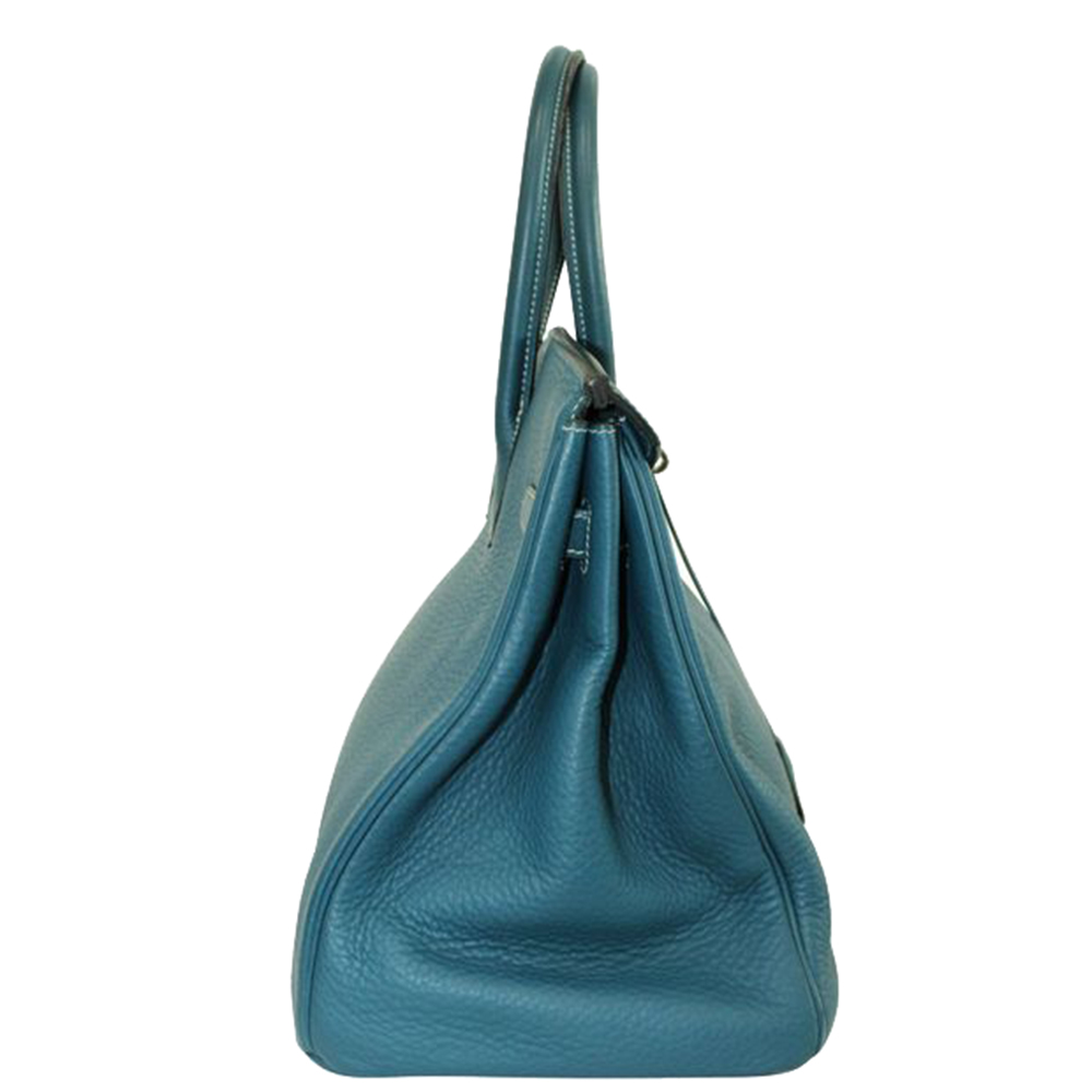

Hermes Thalassa Blue Taurillon Clemence Leather Palladium Hardware Birkin 35 Bag