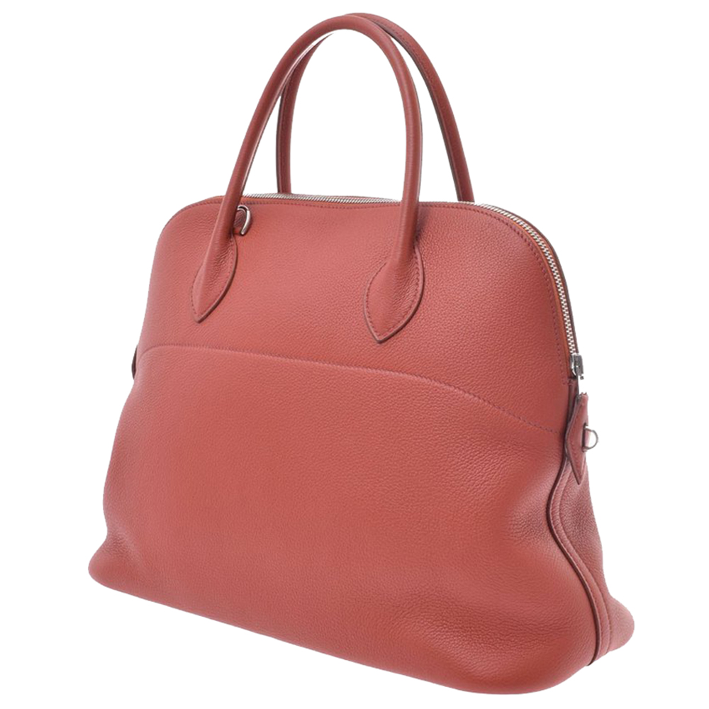 

Hermes Sanguine Clemence Leather Bolide 37 Bag, Red