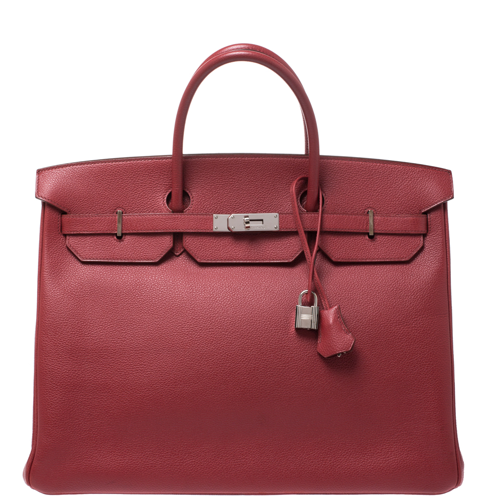Hermes Rouge Vif Vache Liegee Leather Palladium Hardware Birkin 40 Bag