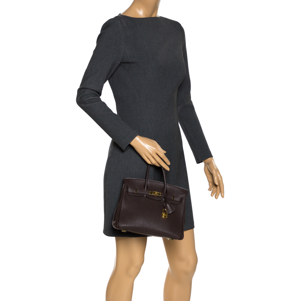 

Hermes Cacao Togo Leather Gold Hardware Birkin 25 Bag, Brown