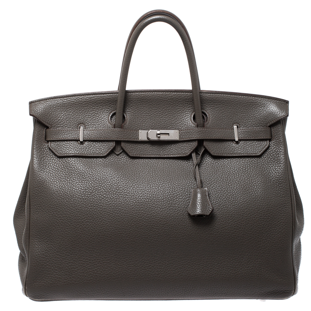 Pre-Owned Hermes Etoupe Grey Togo Leather Palladium Hardware Birkin 40 Bag | ModeSens