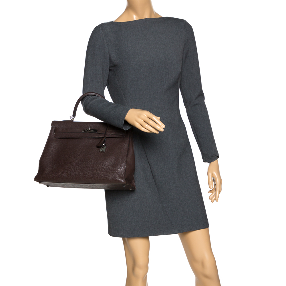 

Hermes Cacao Togo Leather Palladium Hardware Kelly Sellier 35 Bag, Brown