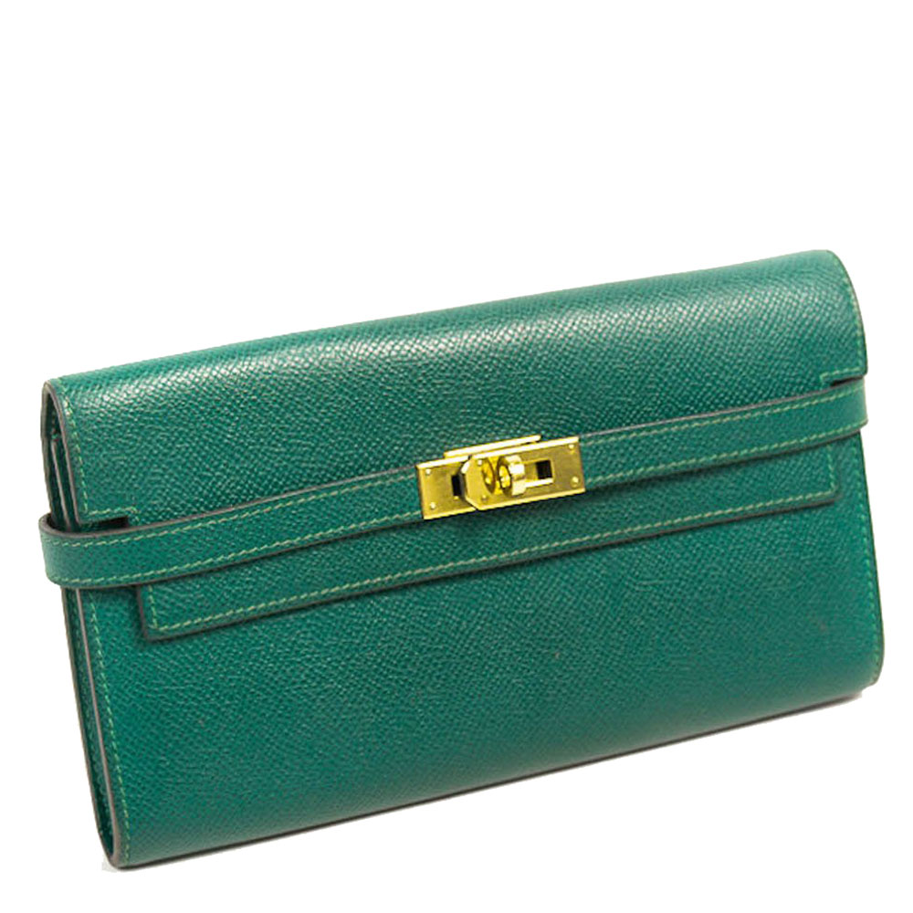 kelly green leather wallet