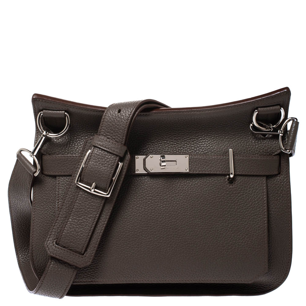 Pre Owned Hermes Taupe Grye Togo Leather Jypsiere 31 Bag