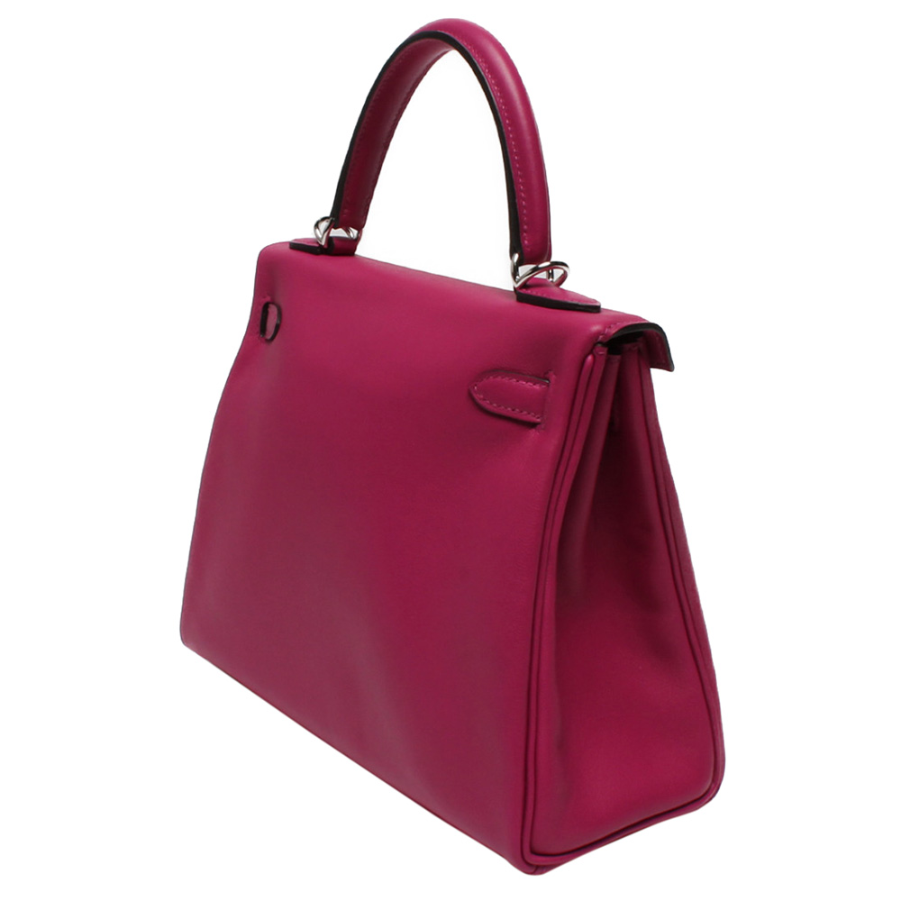 

Hermes Purple Leather Palladium Hardware Kelly 25 Bag