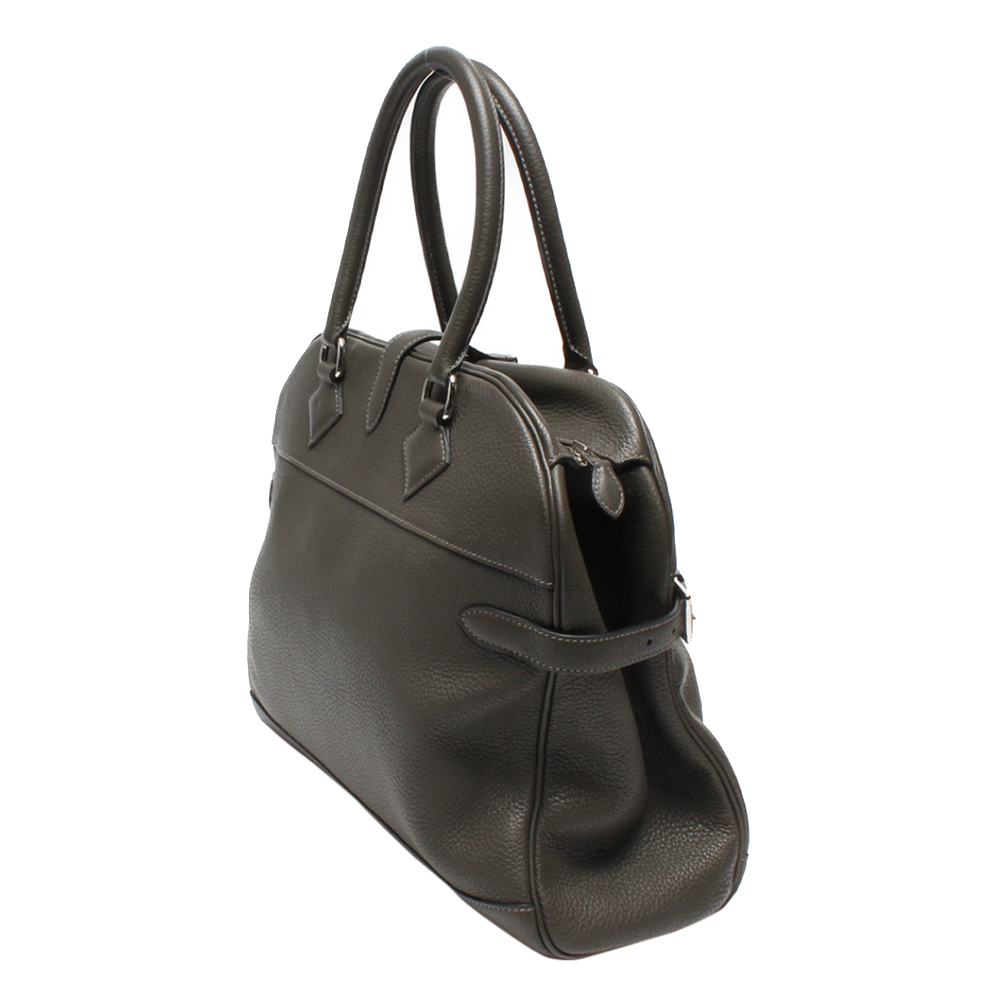 

Hermes Gray Leather Atlas 35 Bag, Grey