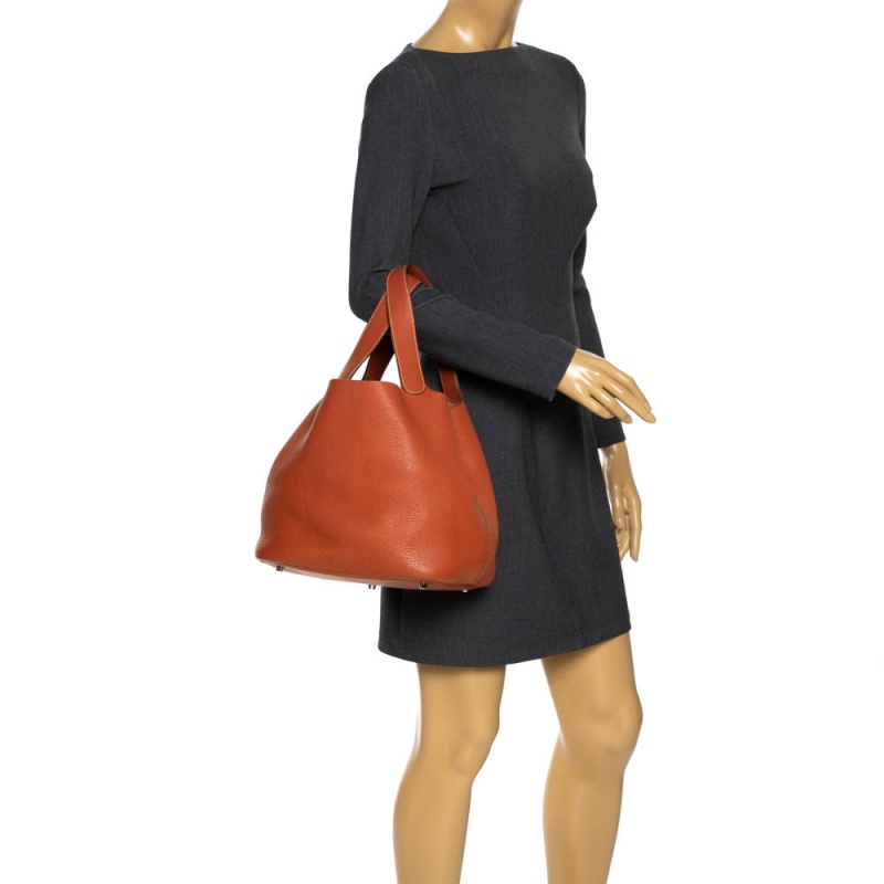 

Hermes Orange Clemence Leather Picotin GM Bag