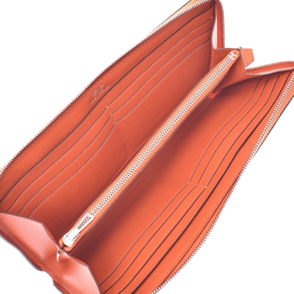 

Hermes Orange Ostrich Leather Azap Classic Wallet