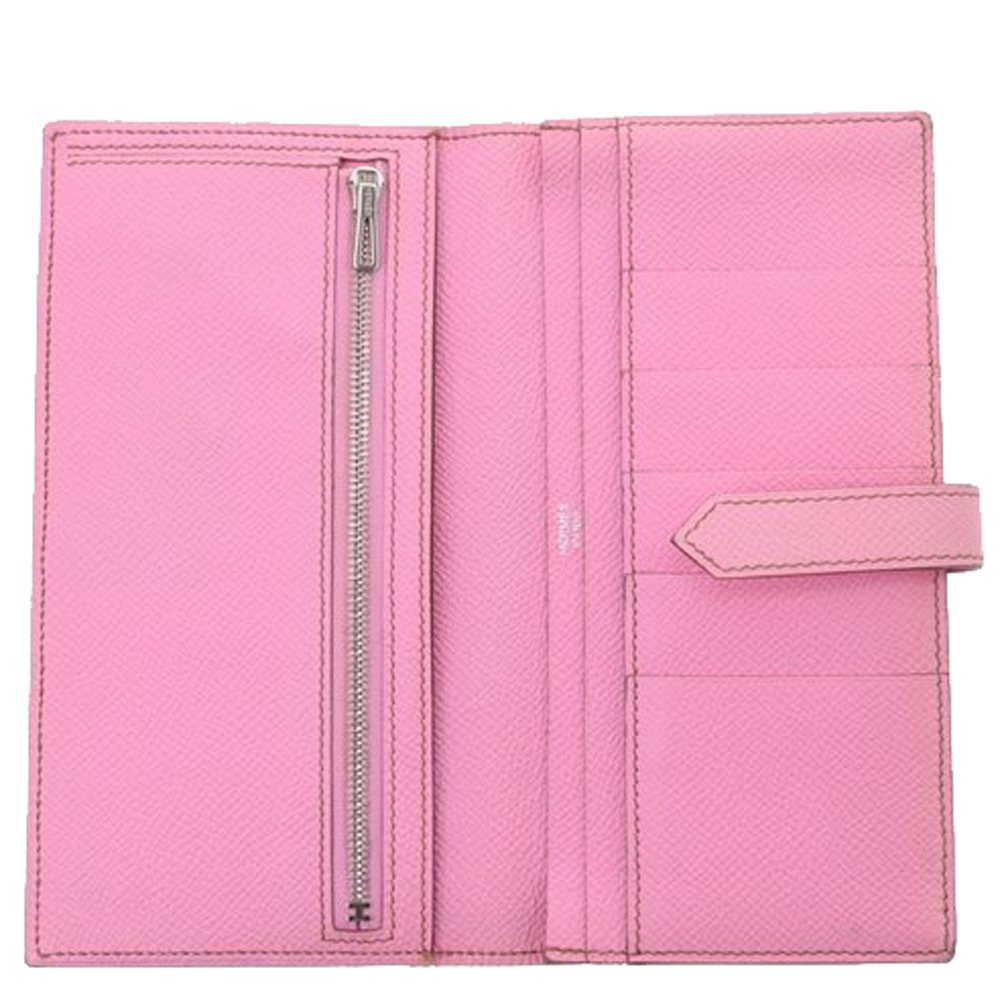 

Hermes Rose Confetti Epsom Leather Bearn Gusset Wallet, Pink