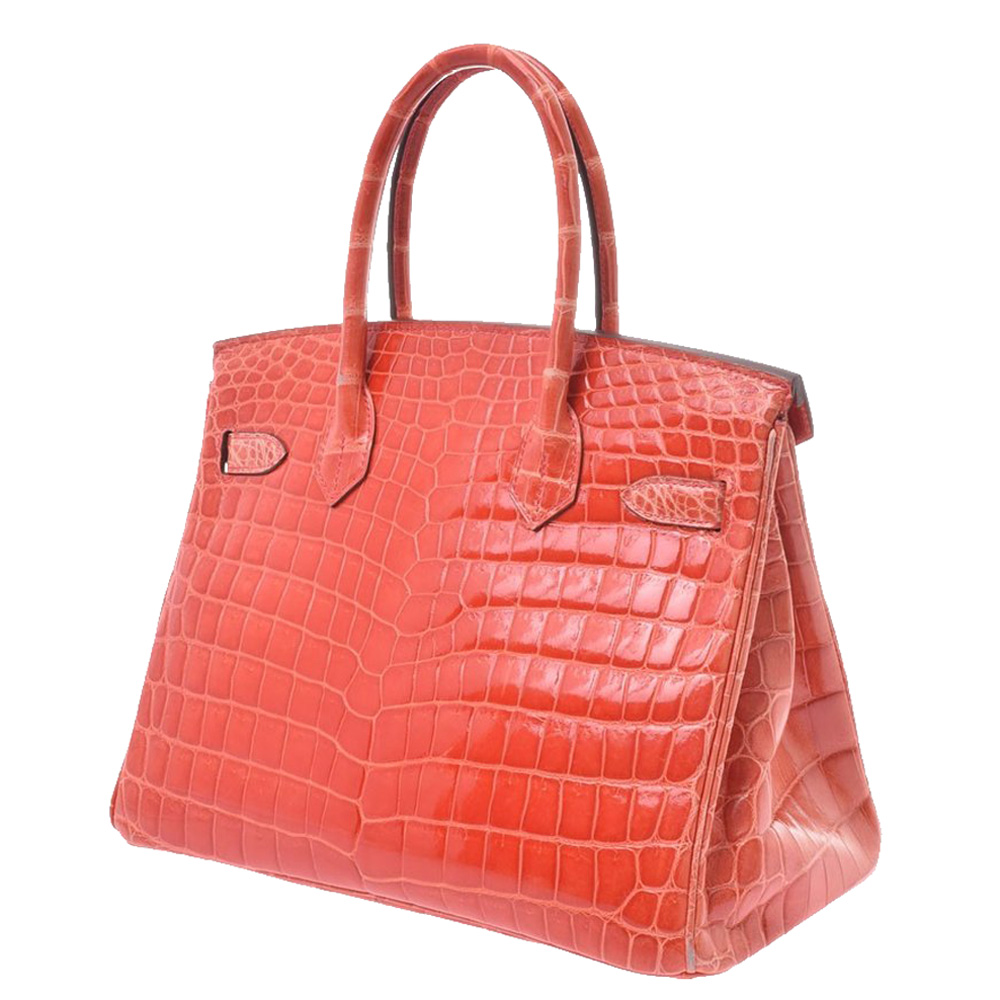 

Hermes Sanguine Crocodile Leather Palladium Hardware Birkin 30 Bag, Orange