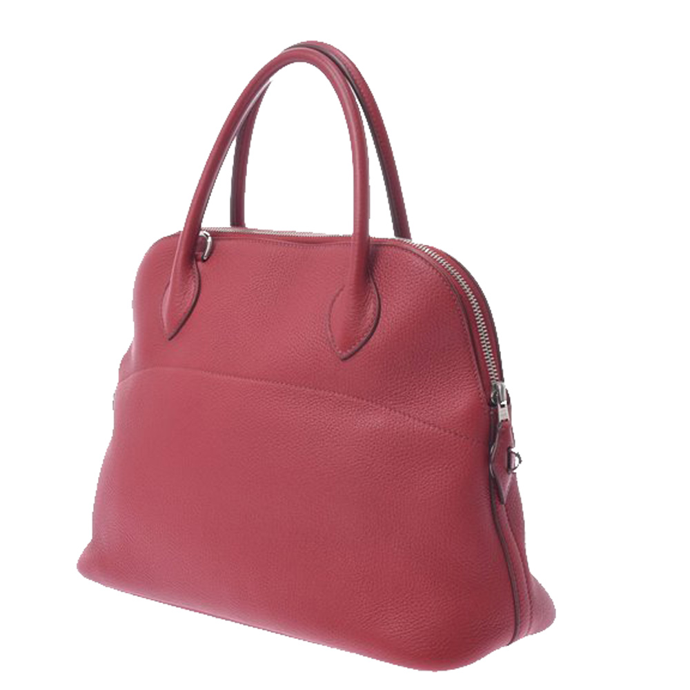 

Hermes Rouge Clemence Leather Bolide 31 Bag, Pink