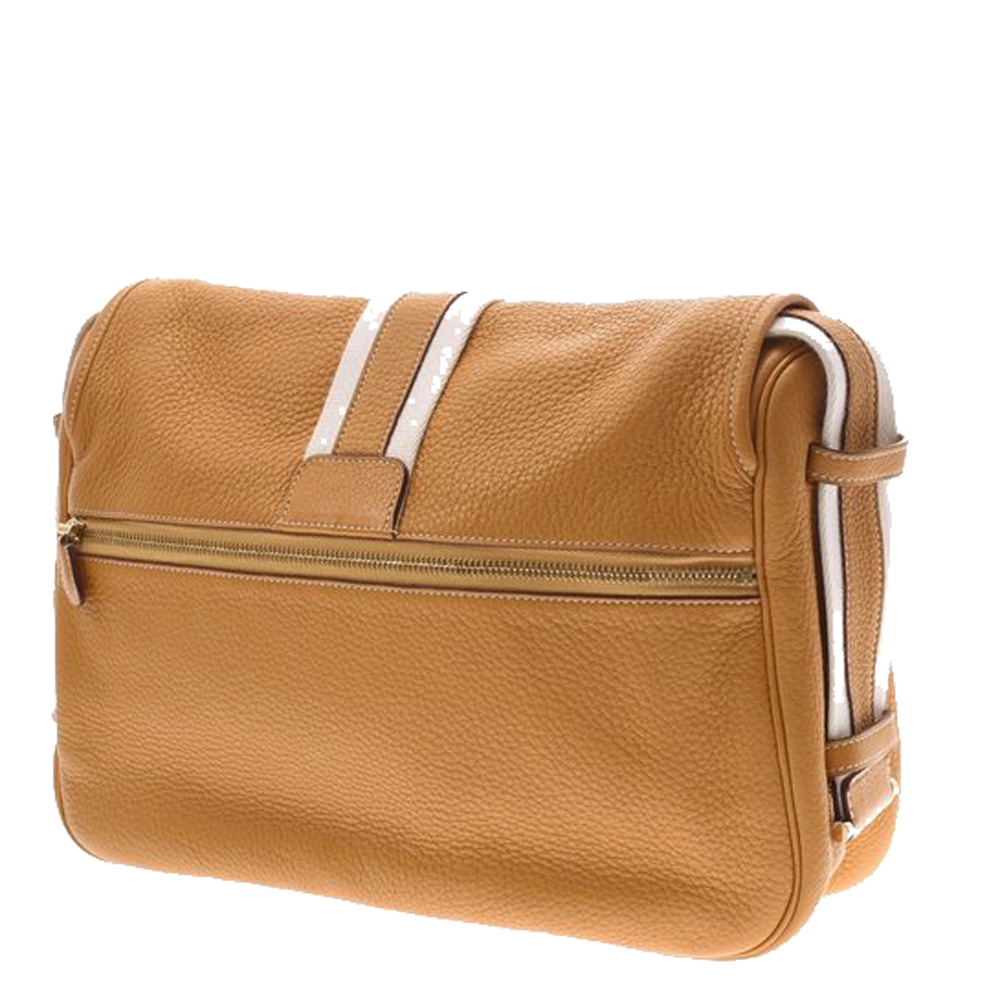 

Hermes Mustard Clemence Leather Messenger Bag, Brown