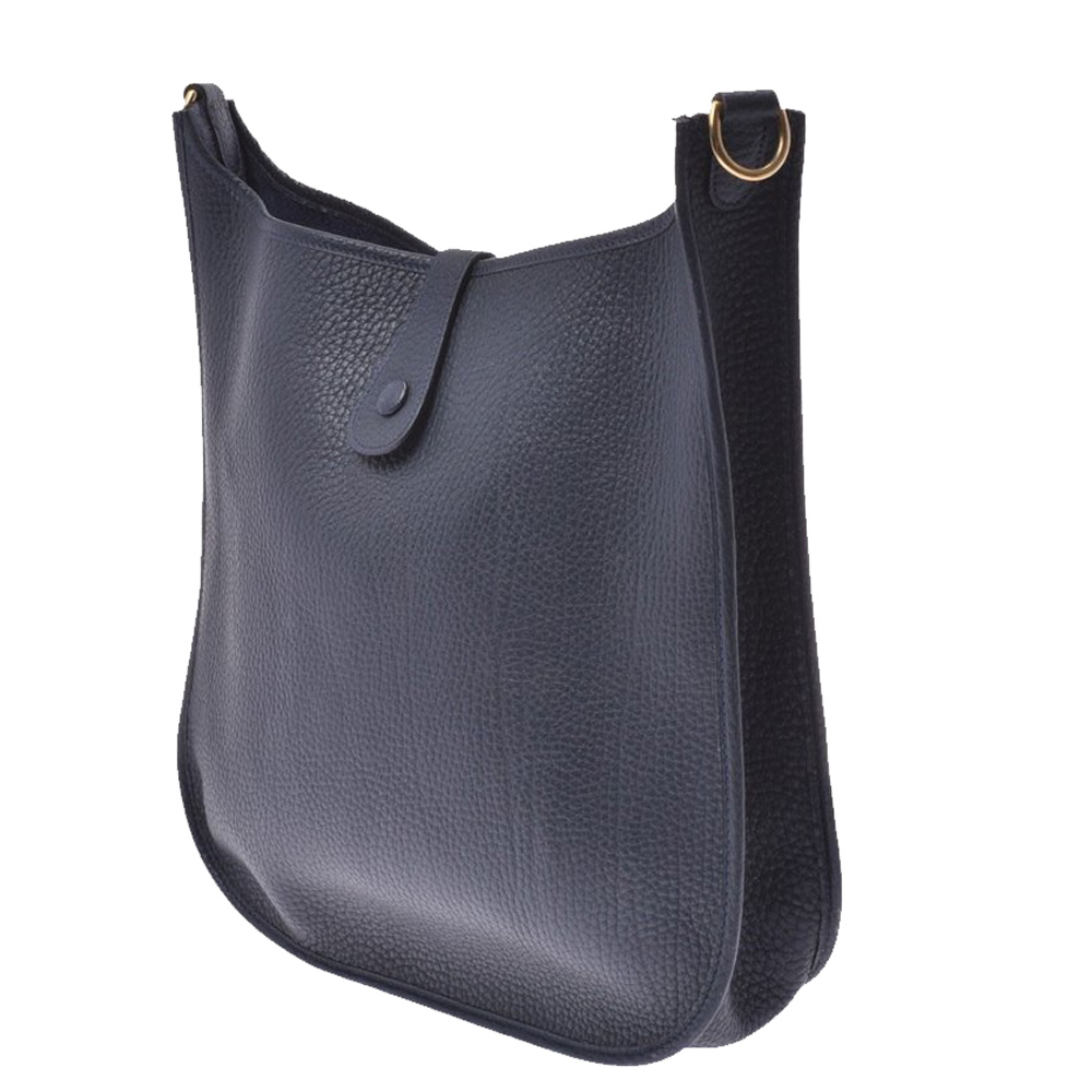 

Hermes Blue Clemence Leather Evelyne 3 GM Bag