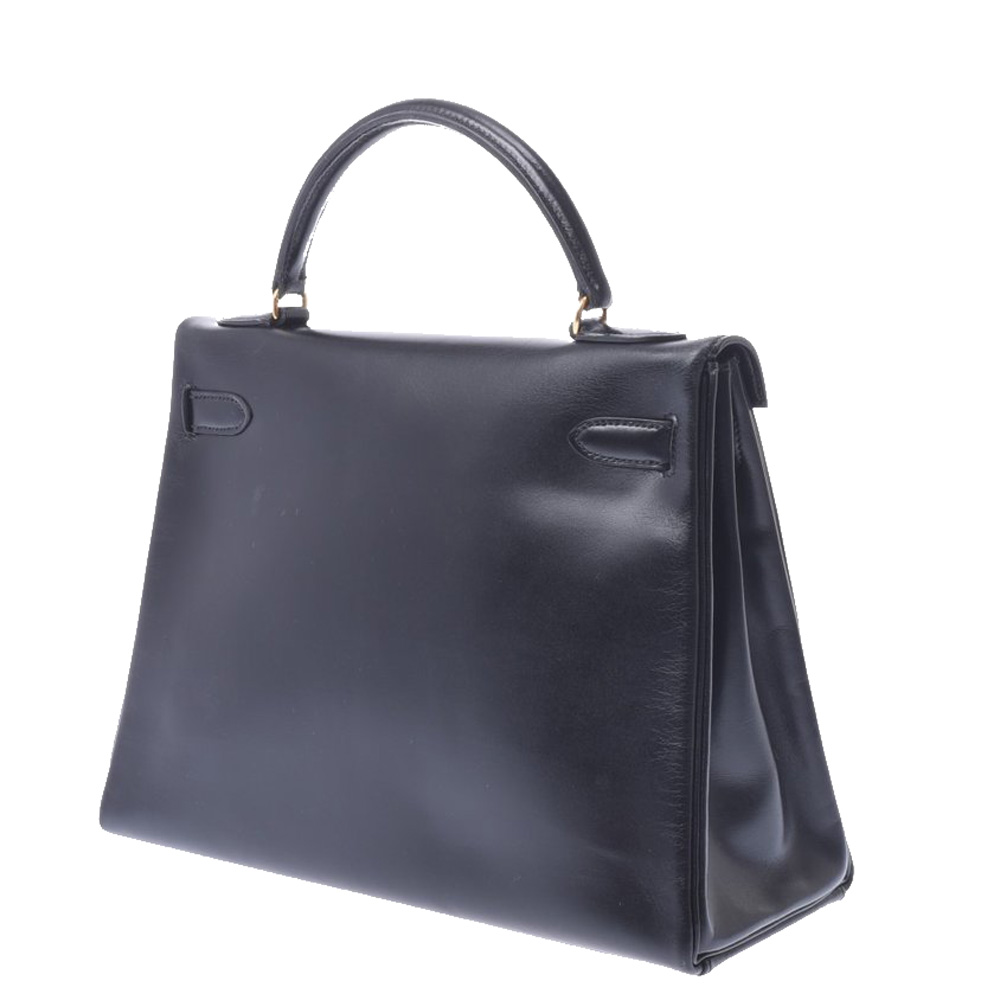 

Hermes Black Calf Leather Gold Hardware Kelly 32 Bag