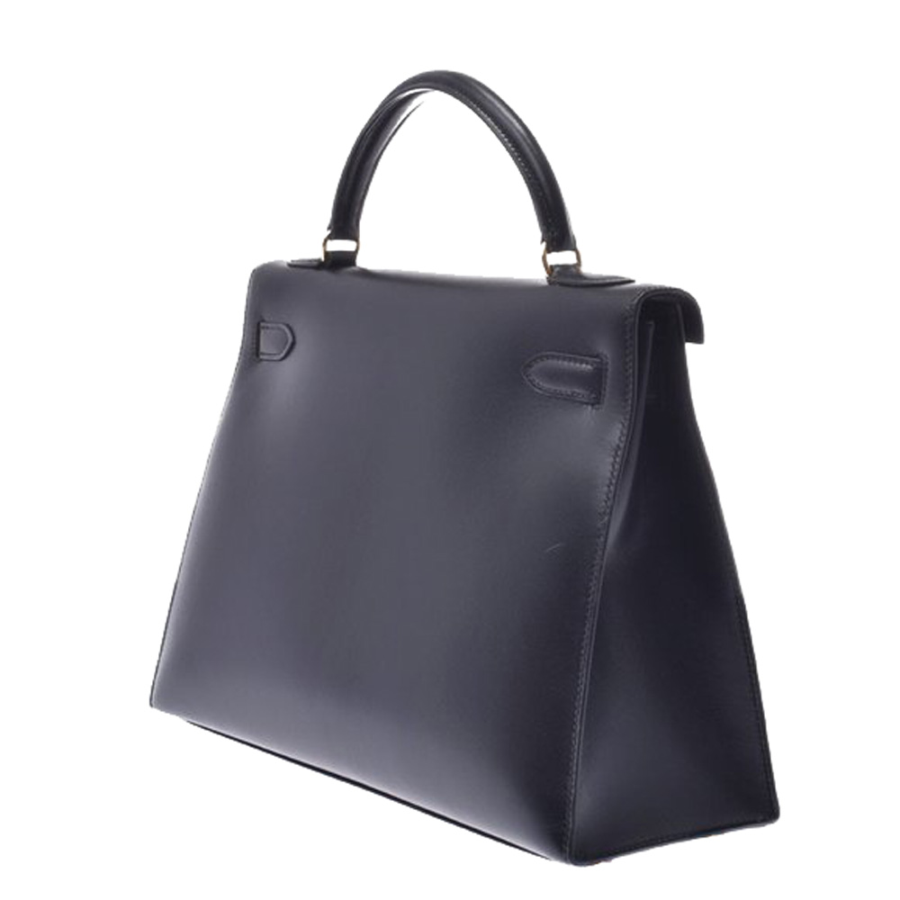 

Hermes Black Calf Leather Gold Hardware Kelly 32 Bag