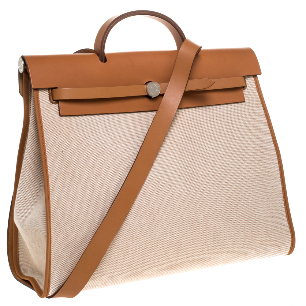 Herbag cloth handbag Hermès Beige in Cloth - 36127806
