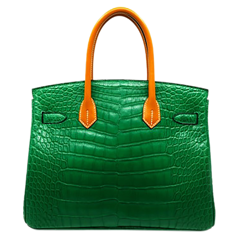 

Hermes Green Alligator Leather Palladium Hardware Birkin 30 Bag