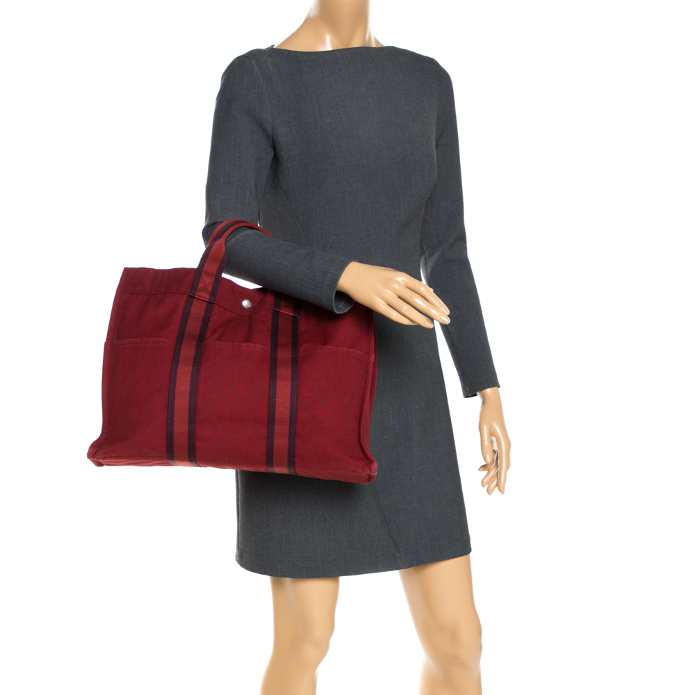 

Hermes Red Canvas Fourre Tout Tote