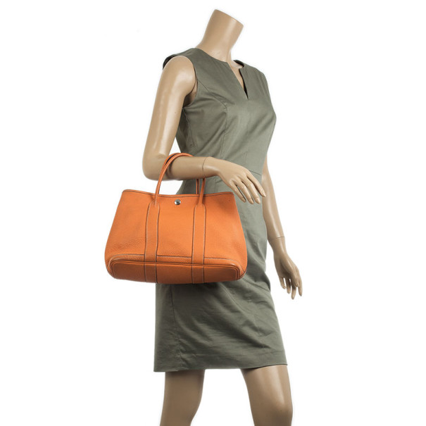 

Hermes Canvas Leather Garden Party TPM Tote Bag, Orange