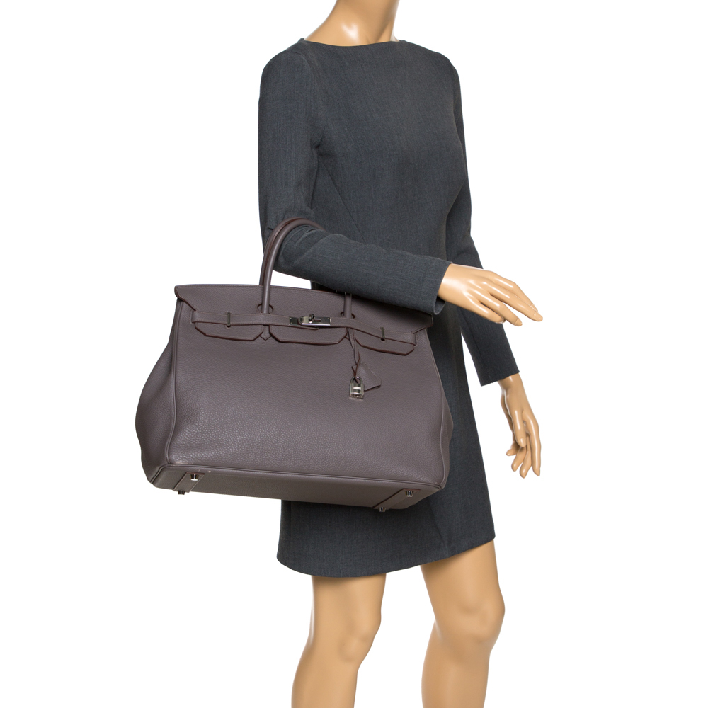 

Hermes Etain Togo Leather Palladium Hardware Birkin 40 Bag, Grey