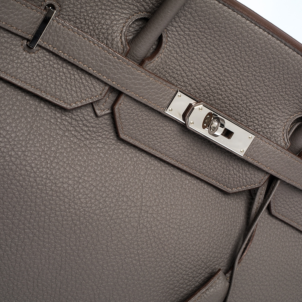 HERMÈS BIRKIN Bag 40  Etoupe Palladium Hardware Leather April 2016 u