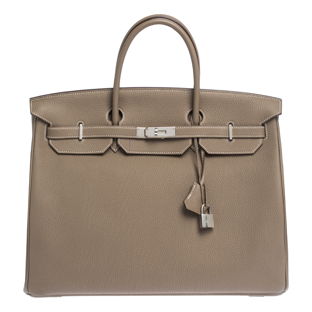 Hermes Birkin bag 40 Etoupe grey Togo leather Silver hardware