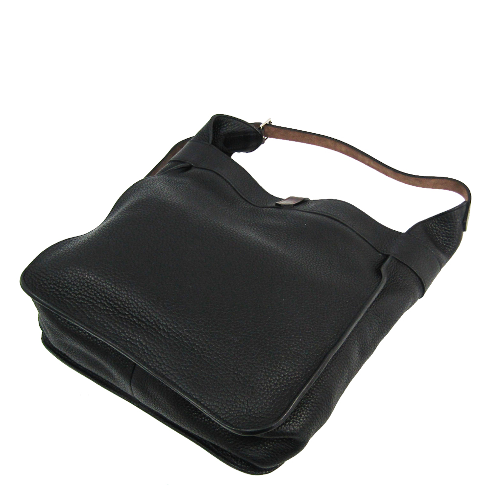 

Hermes Black Clemence Leather Marwari PM Bag
