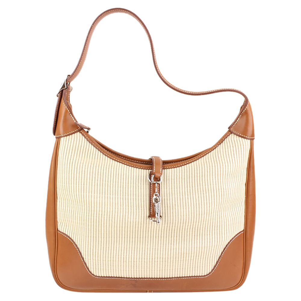 Hermes Brown Canvas and Leather Trim 31 Bag Hermes TLC