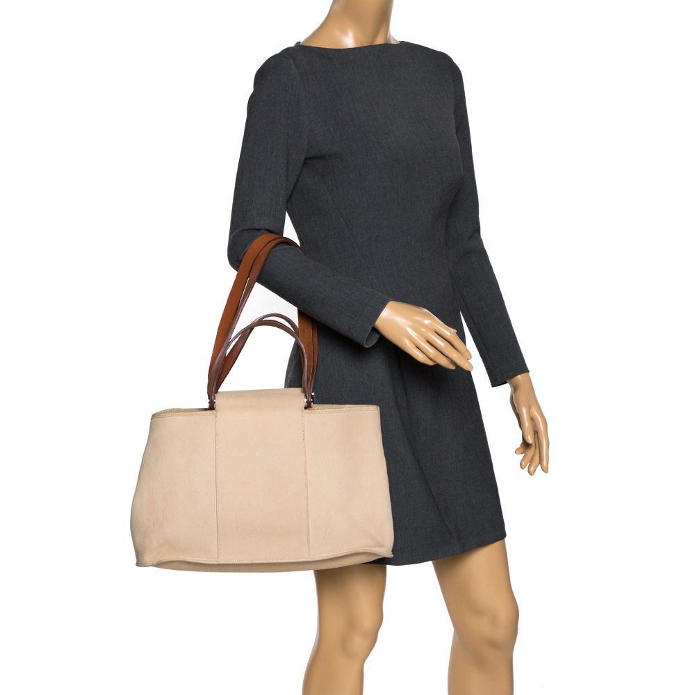 

Hermes Beige Canvas Cabag Elan Tote