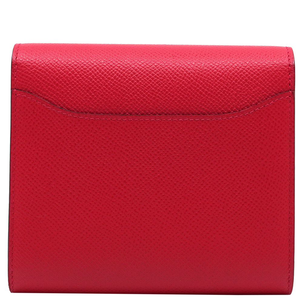 

Hermes Rouge Casaque Leather Constance Compact Wallet, Red