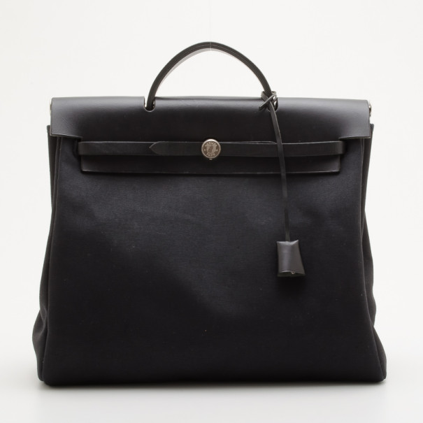 Pre Owned Hermes Black Herbag Convertible Satchel
