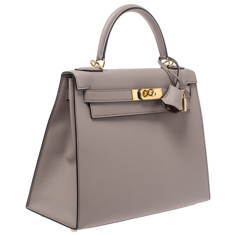 Hermes Gris Asphalt Epsom Kelly 28cm Sellier Handbag GHW QY01626