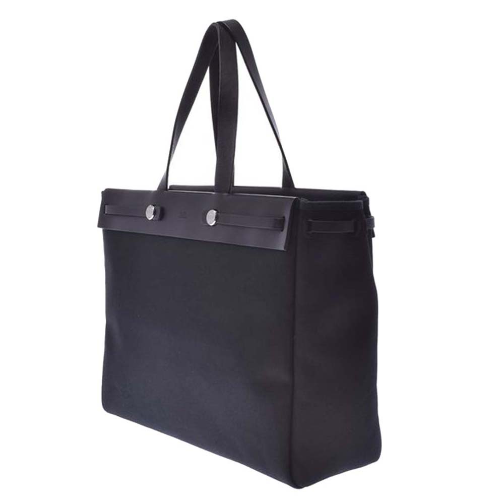 

Hermes Black Cabas Canvas Herbag GM Shoulder Bag