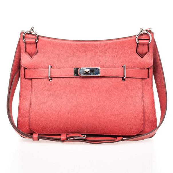 Pre Owned Hermes Rose Jaipur Taurillon Clemence Leather Jypsiere 34 Bag