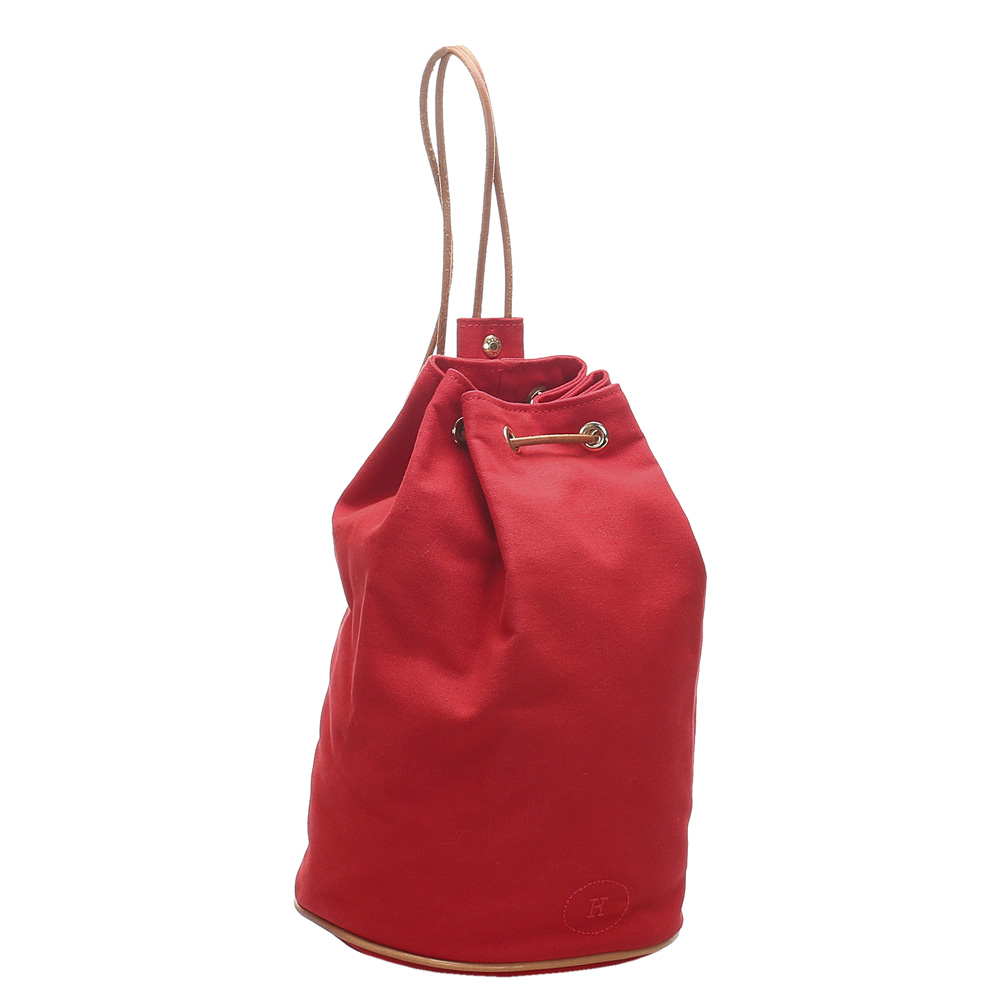 

Hermes Red Canvas Polochon Mimile Shoulder Bag, Brown