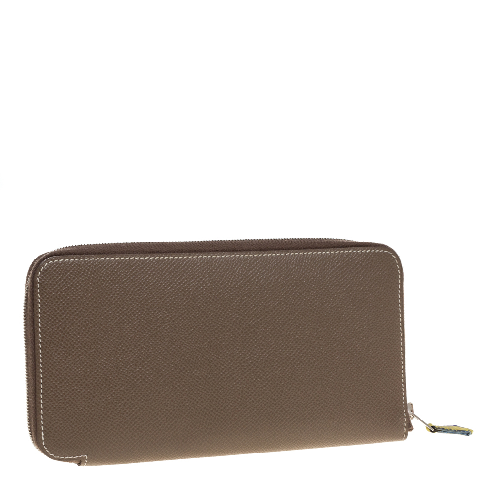 

Hermes Etoupe Epsom Leather Azap Classic Wallet, Beige