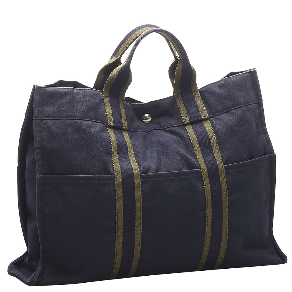 

Hermes Blue/Navy Blue Canvas Fourre Tout MM Bag