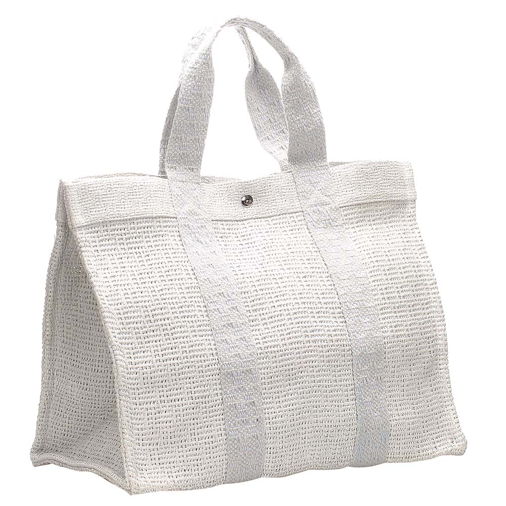 

Hermes White Cotton Fabric Cabas de Plage GM Bag, Grey