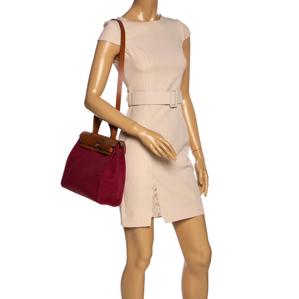 

Hermes Red Canvas and Leather Herbag Zip 31 Bag
