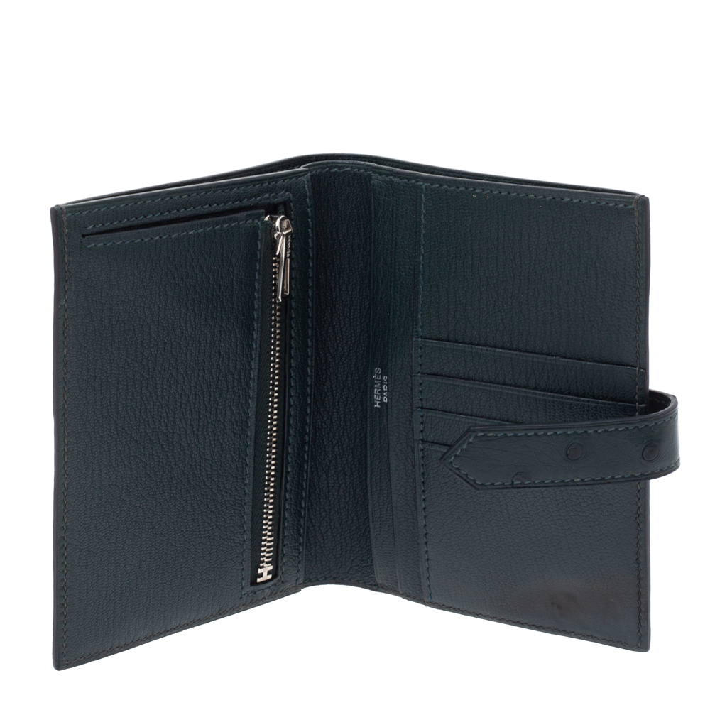 

Hermes Dark Green Ostrich Bearn Wallet