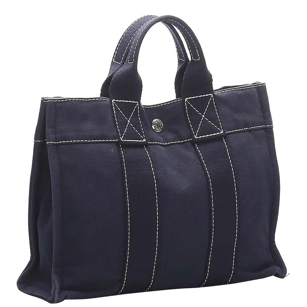 

Hermes Blue Canvas Fourre Tout PM Bag