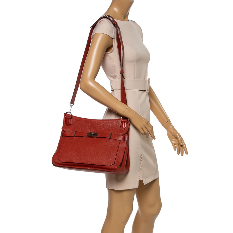 

Hermes Cuivre Clemence Leather Palladium Hardware Jypsiere 34 Bag, Brown