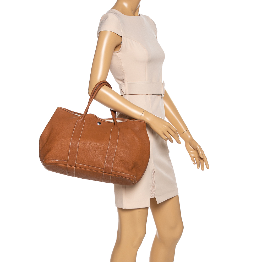 

Hermes Gold Negonda Leather Garden Party MM Bag, Brown