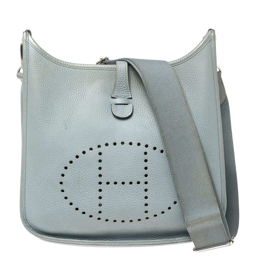 مملوكة مسبقًا Hermès Ciel Clemence Leather Evelyne III PM Bag
