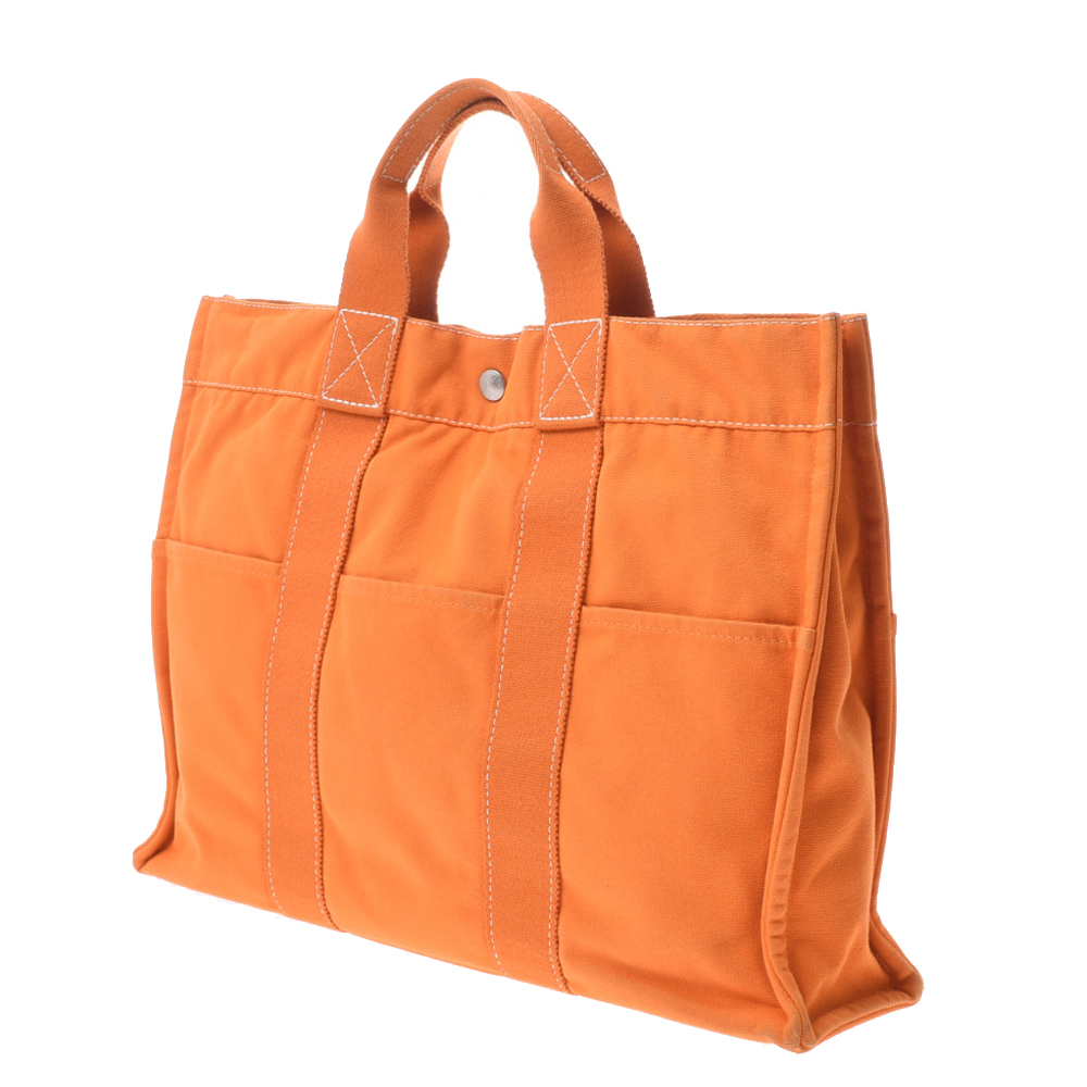 

Hermes Orange Canvas Plage Deauville MM Bag