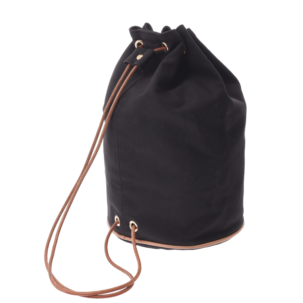 

Hermes Black Canvas Sac Polchon Backpack Bag