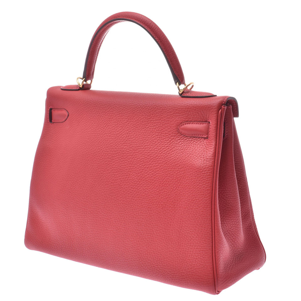 

Hermes Red Clemence Leather Kelly Retourne 32 Bag