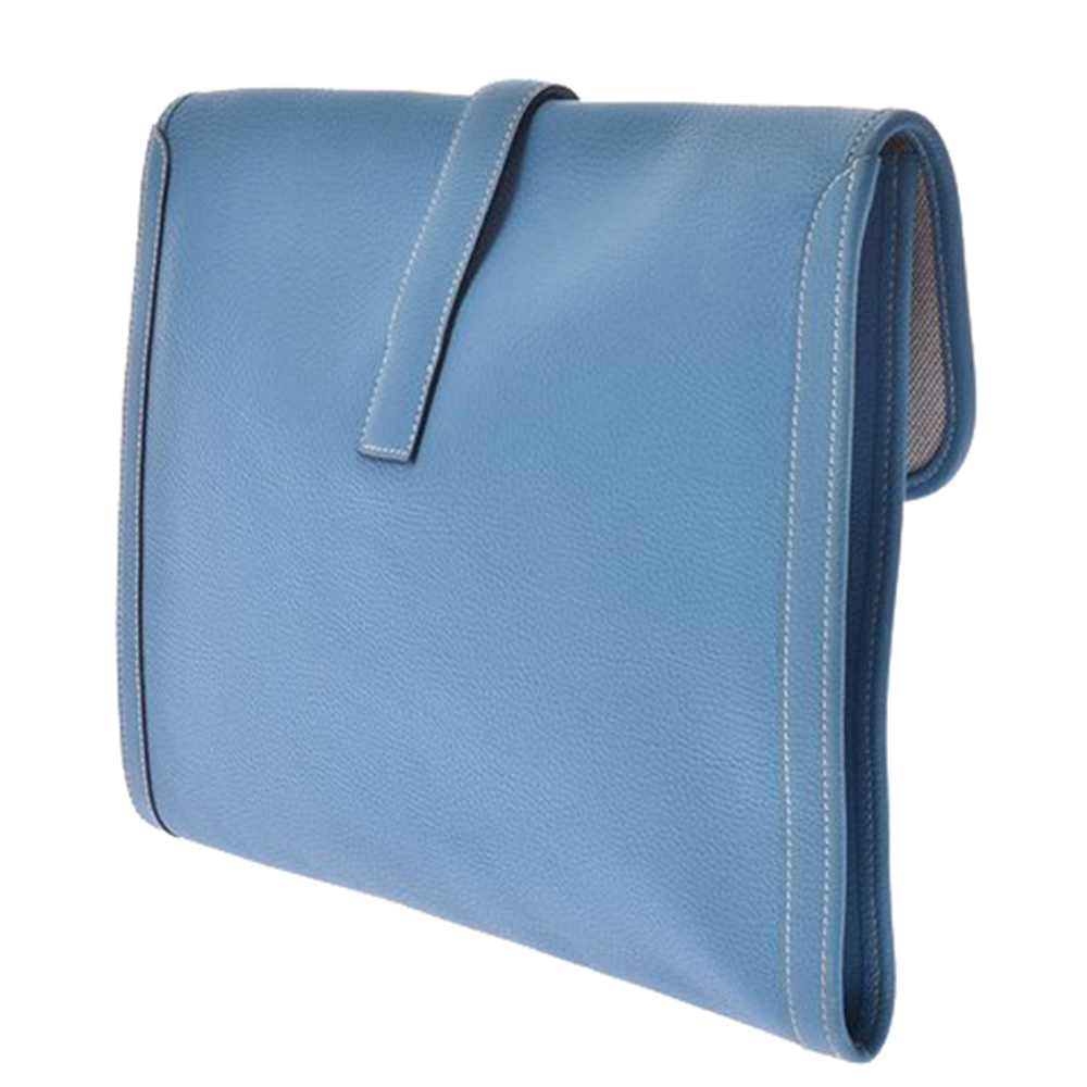 

Hermes Blue Leather Jige GM Clutch